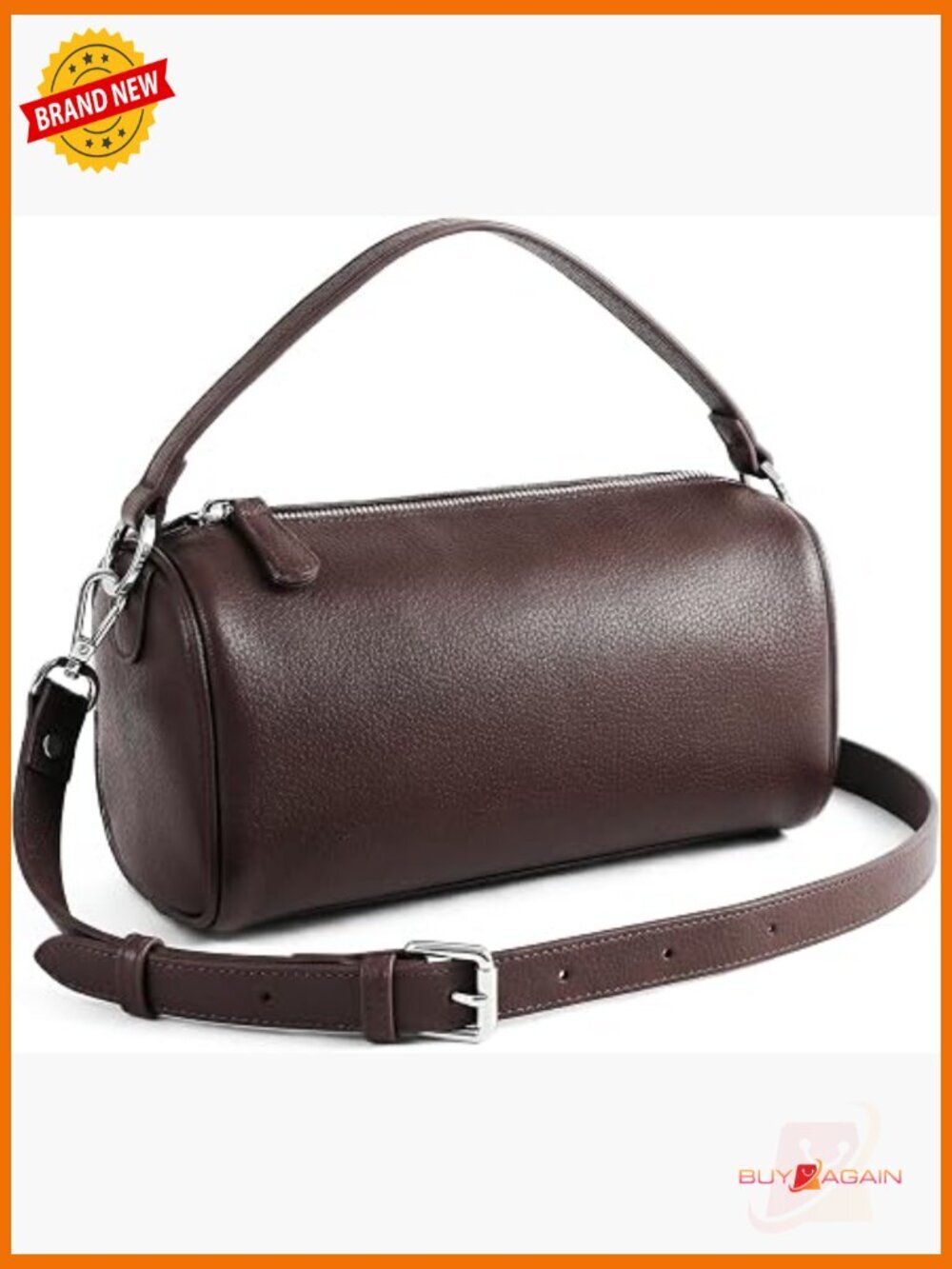 Minimalist Barrel Crossbody Bag with Adjustable Strap